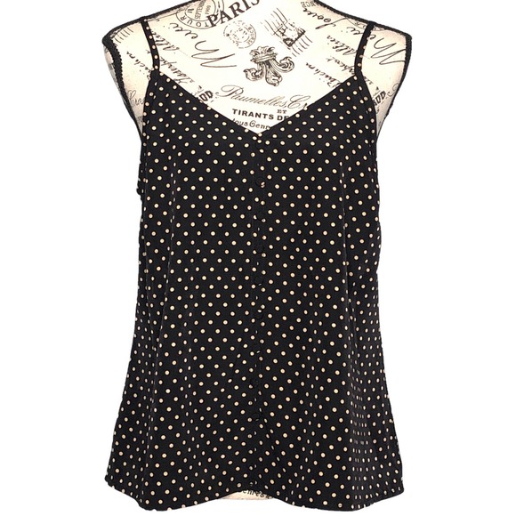 Sanctuary SMALL Polka Dot V Neck Button Front Adjustable Spaghetti Cami - NWOT - Picture 1 of 12